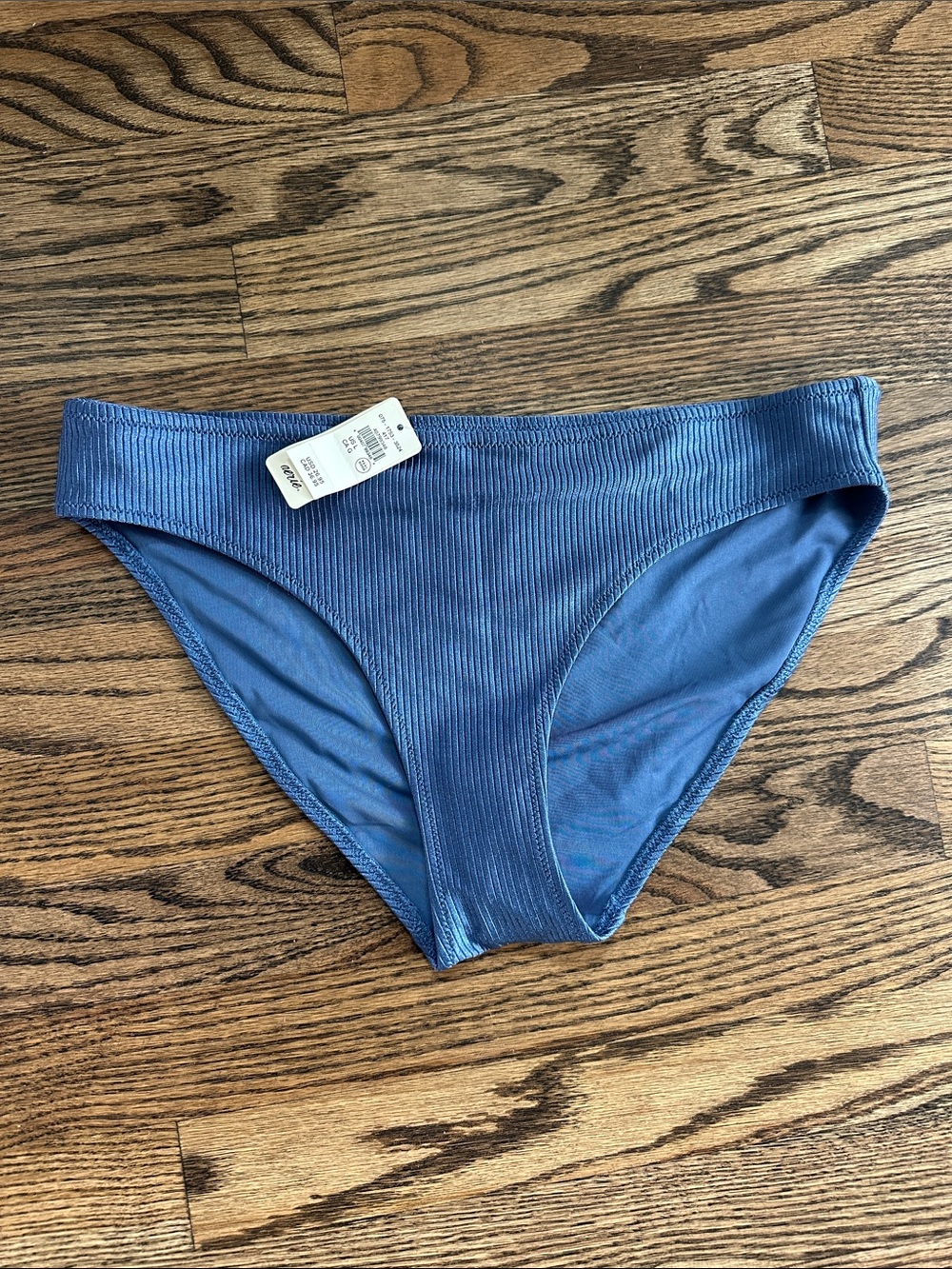 Aerie Shine Blue Ribbed Bikini Bottom - Large NWT